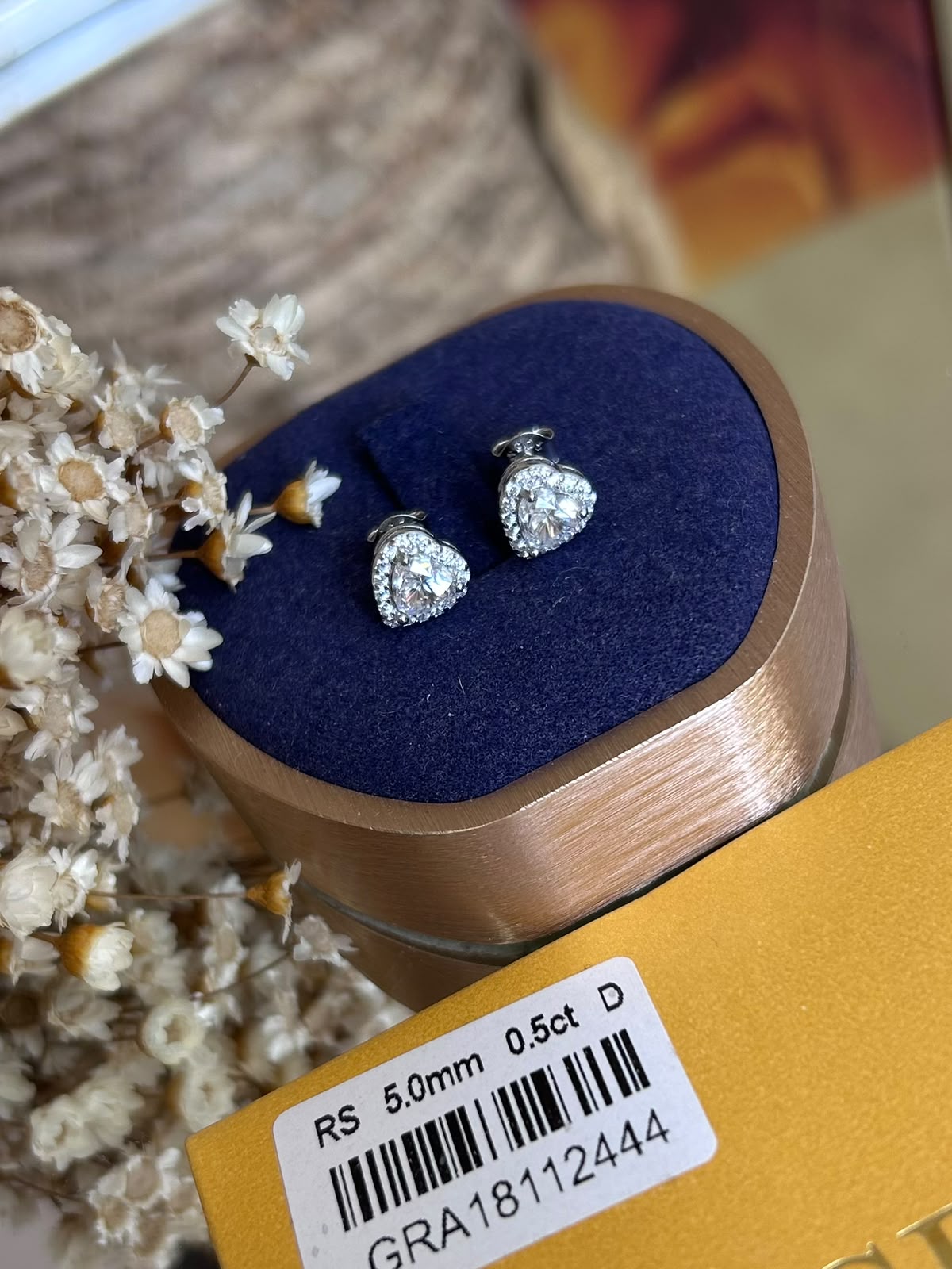 Brinco Coração Moissanite 0,5ct