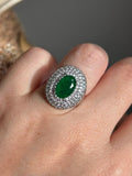 Anel Oval Martina Verde Esmeralda Ajustável