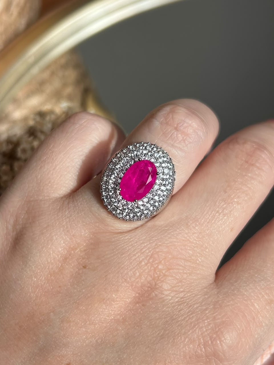 Anel Oval Martina Pink Ajustável