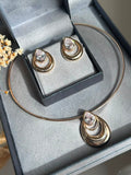 Conjunto Brinco e Colar Aro Gota Dourado