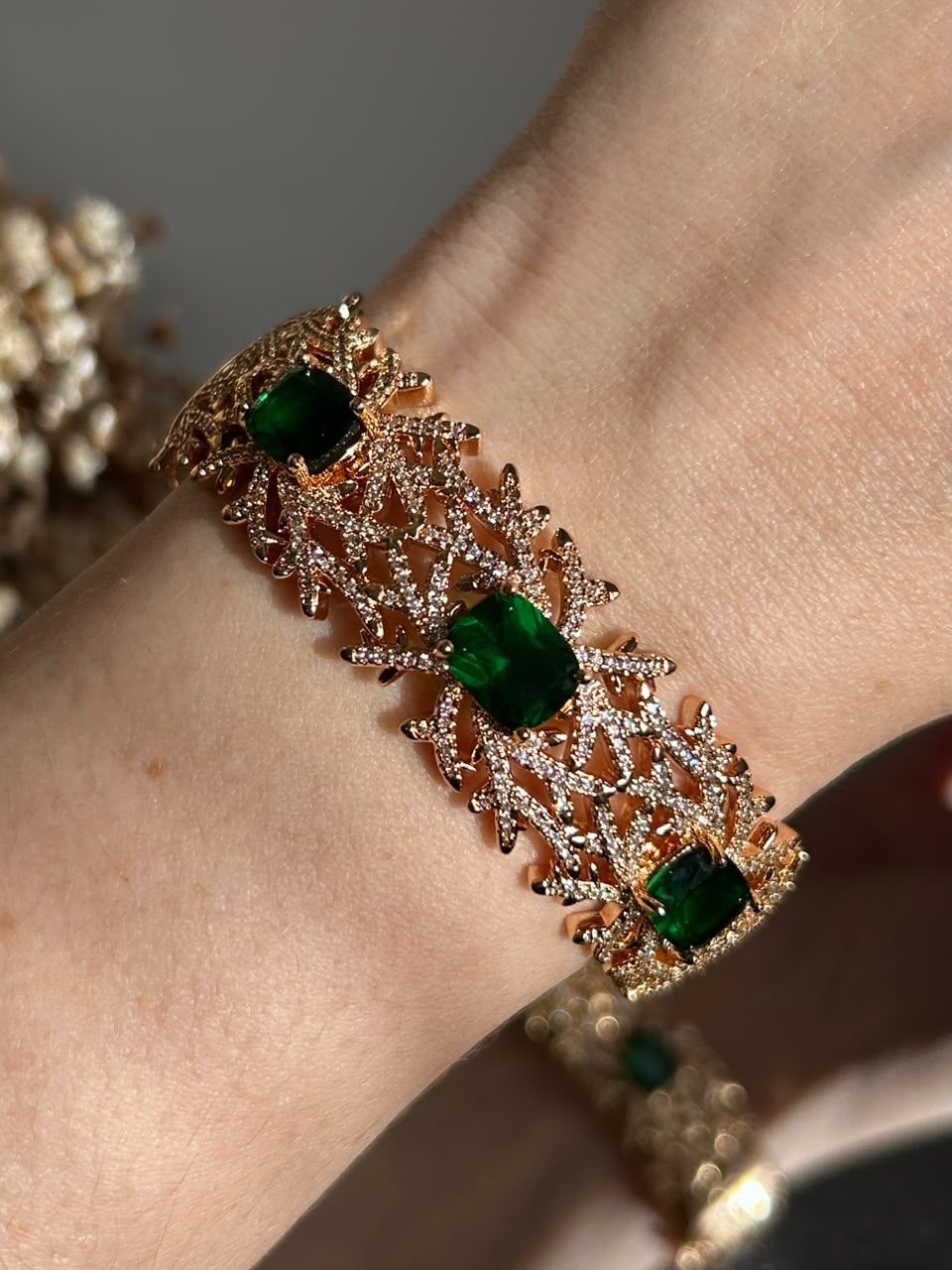 Bracelete Silvia Verde Esmeralda Inspired