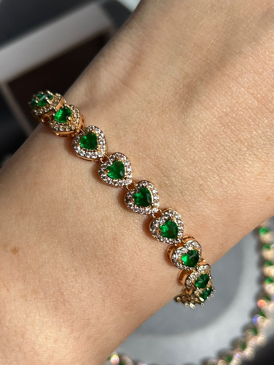 Pulseira Riviera Mini Harts Verde Esmeralda Dourada