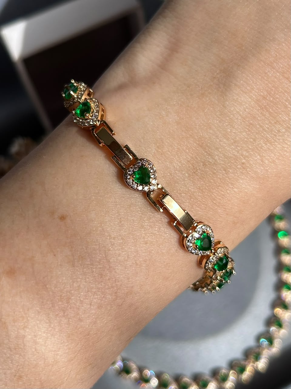 Pulseira Riviera Mini Harts Verde Esmeralda Dourada