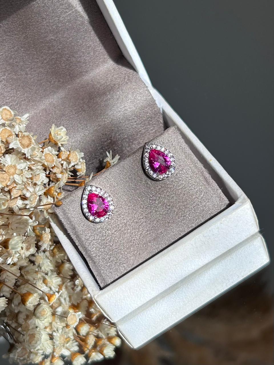 Brinco Gota Safira Rosa/Pink