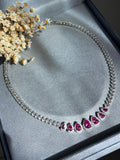 Colar Riviera Gotas Safira Rosa/Pink