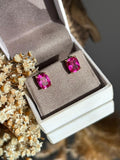 Brinco Retangular Safira Rosa/Pink Dourado