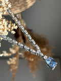 Colar Gravata Pedra Retangular Azul Celeste