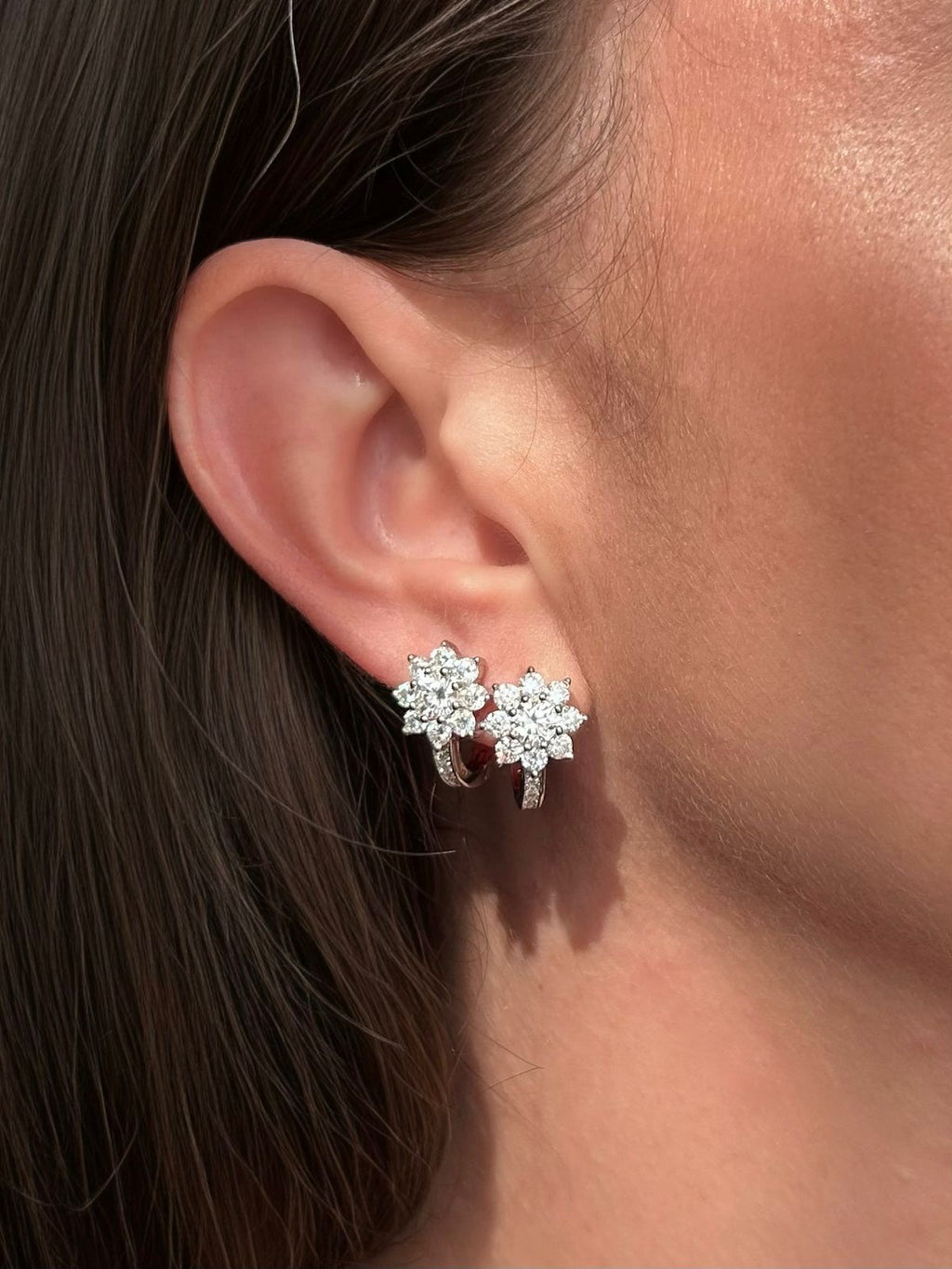 Brinco Argola Flower Moissanite