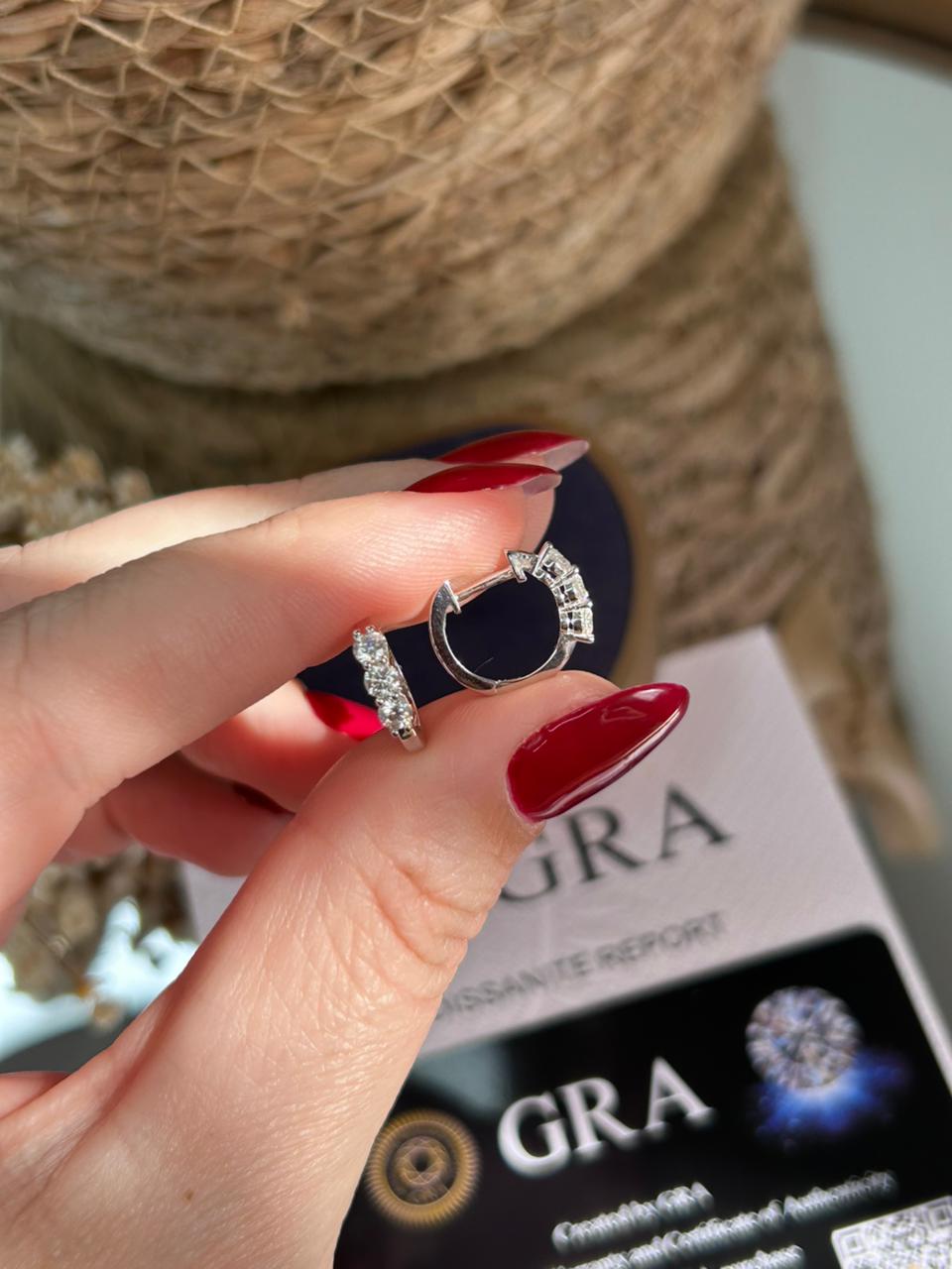 Brinco Argola Segundo Furo Moissanite 2,8mm