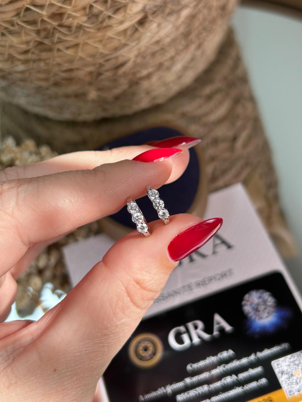 Brinco Argola Segundo Furo Moissanite 2,8mm