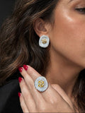 Conjunto Brinco e Anel Letícia Detalhes Fancy Yellow