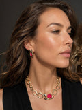 Conjunto Brinco e Colar Elos Orgânicos Vermelho