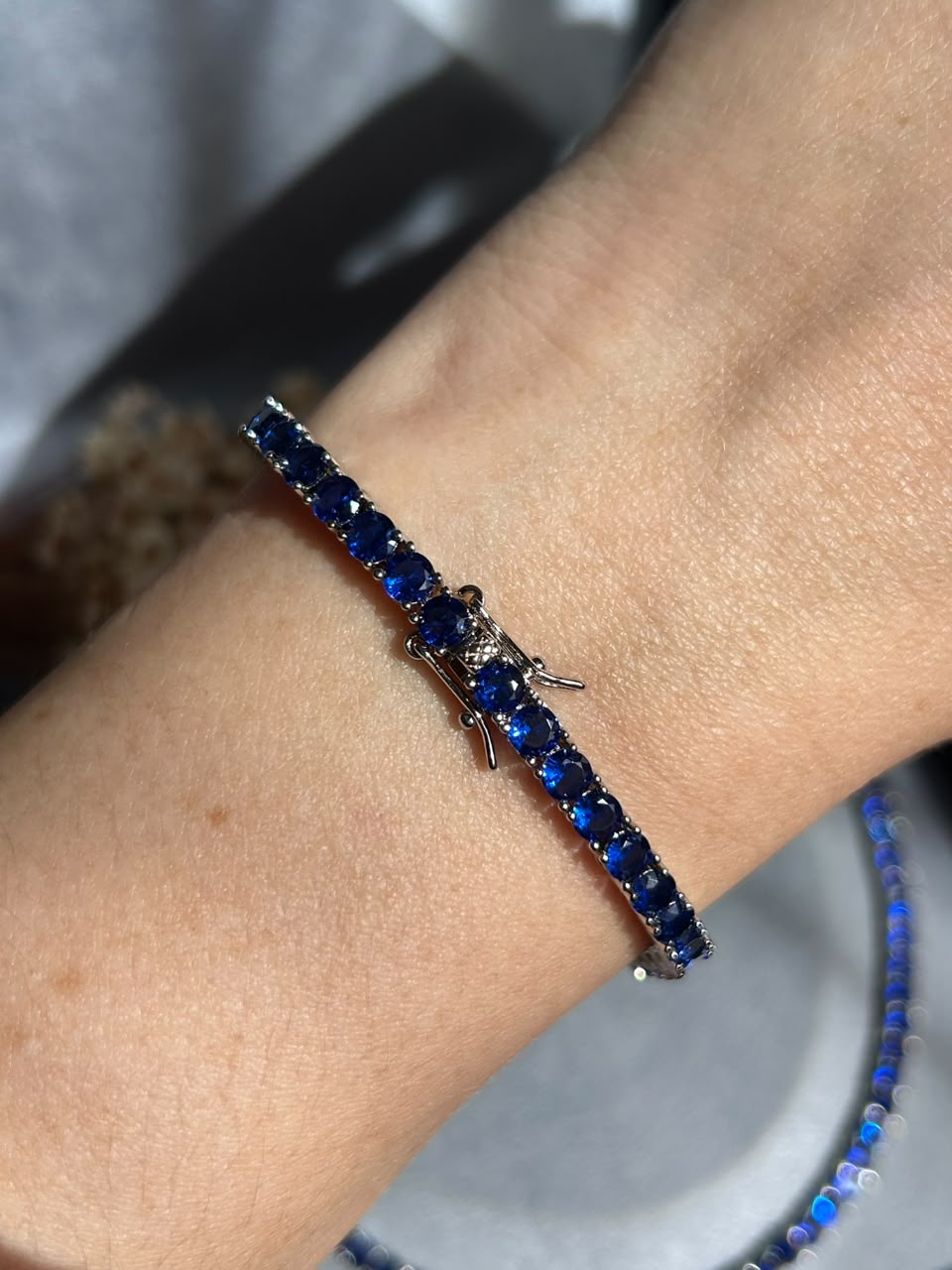 Pulseir Riviera 4mm Azul Safira