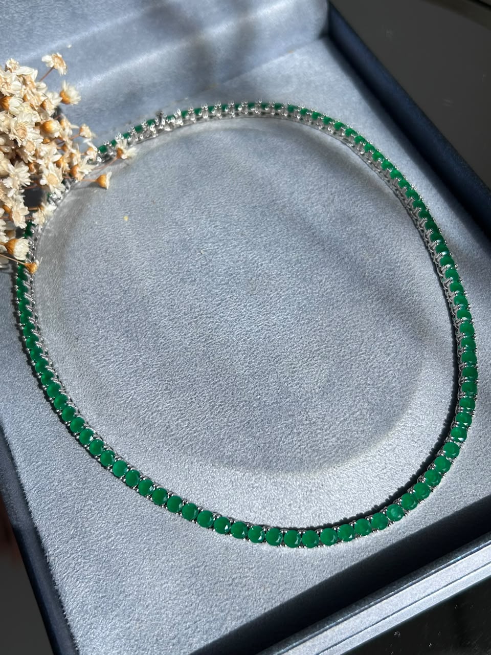 Colar Riviera 4mm Verde Esmeralda