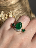 Anel Lelis Verde Esmeralda Dourado