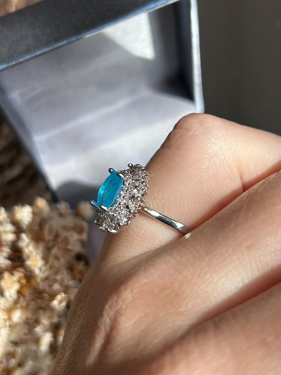 Anel Noah Turmalina Azul Oval