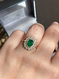 Anel Noah Verde Esmeralda Oval Dourado
