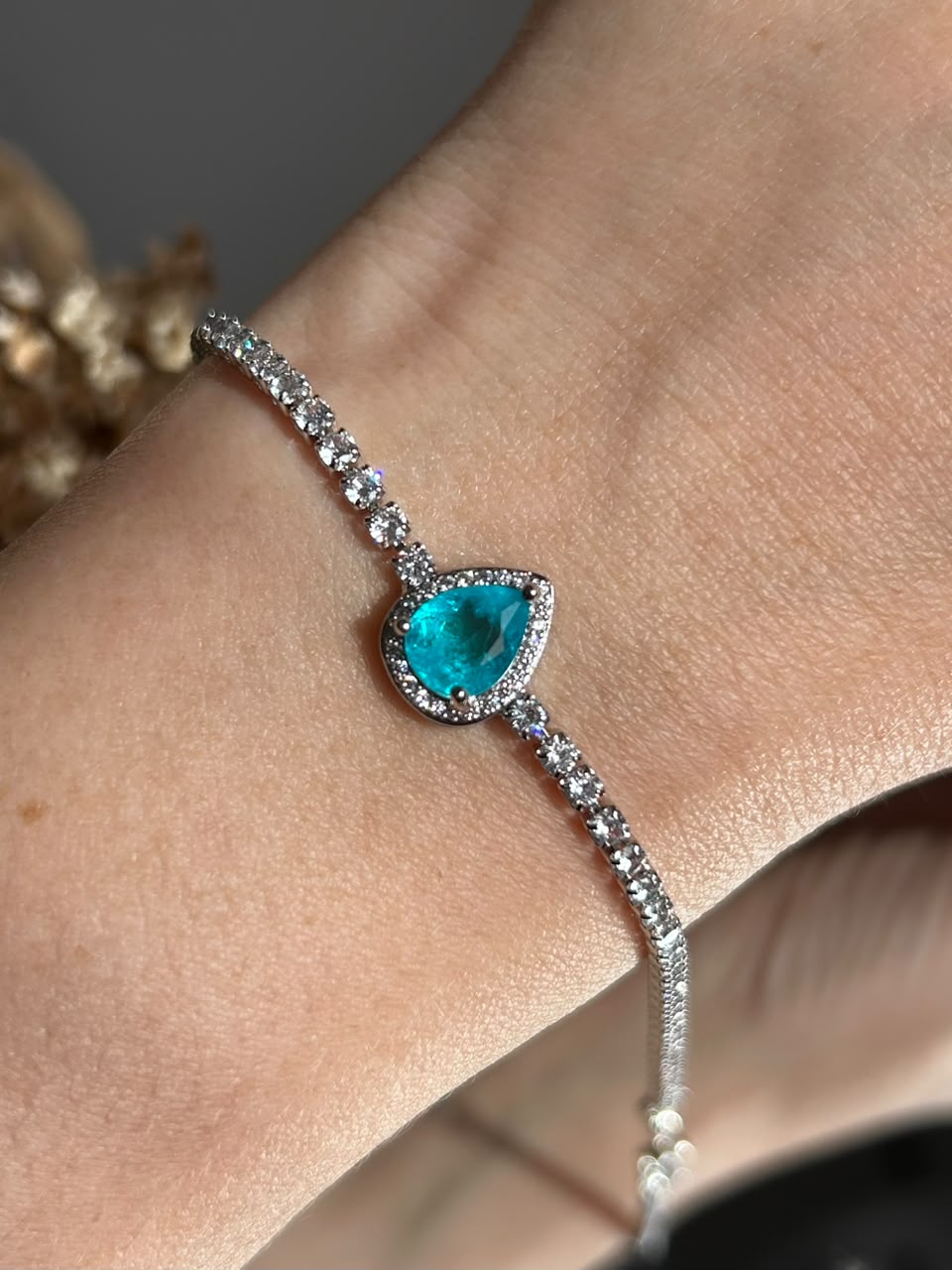 Pulseira Rivier Gota Turmalina Azul