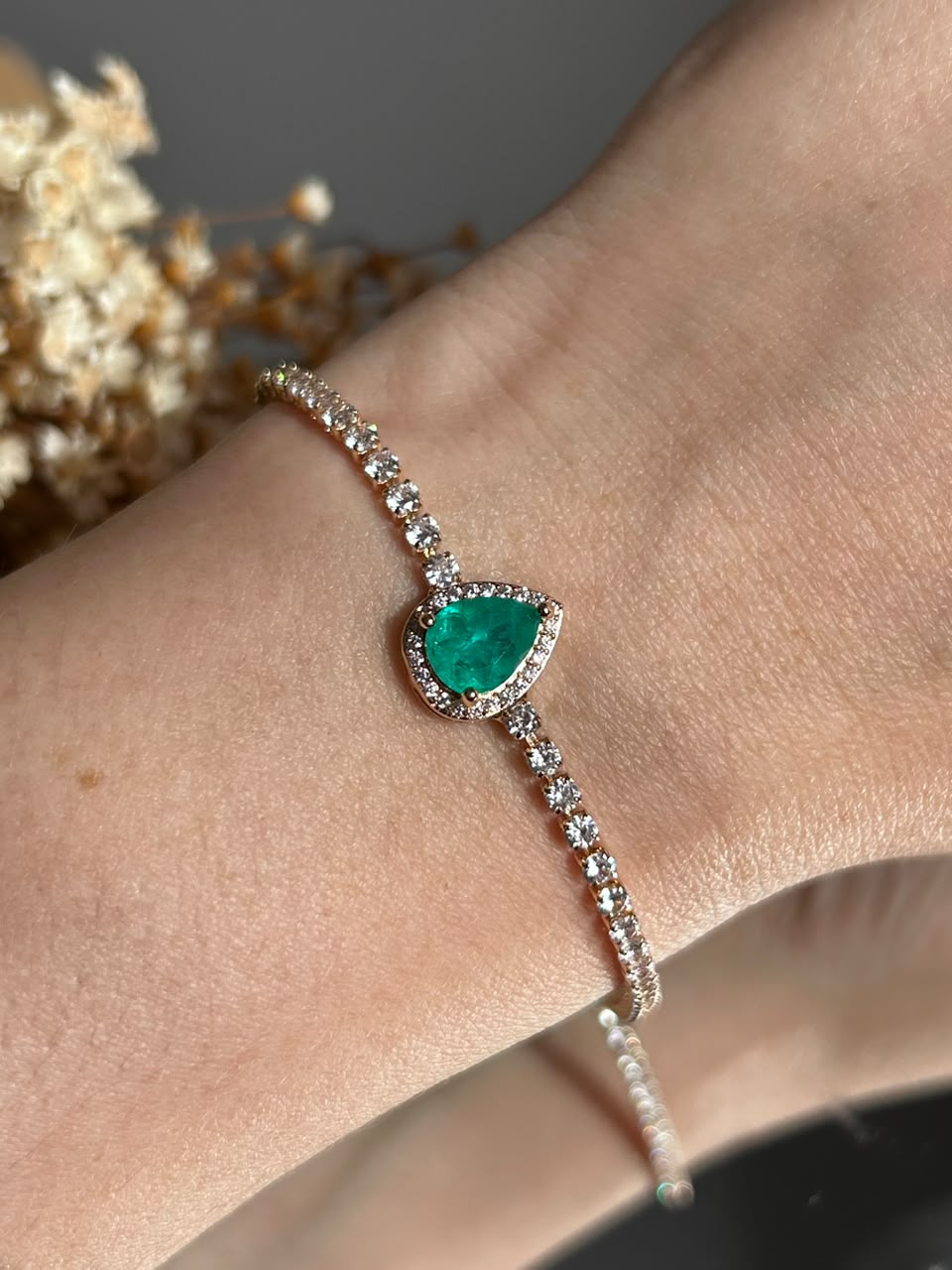 Pulseira Rivier Gota Turmalina Dourada