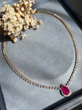 Colar Riviera Pedra Gota Pink Dourado