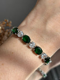 Pulseira Riviera Pedras Ovais Mesclado Verde Esmeralda