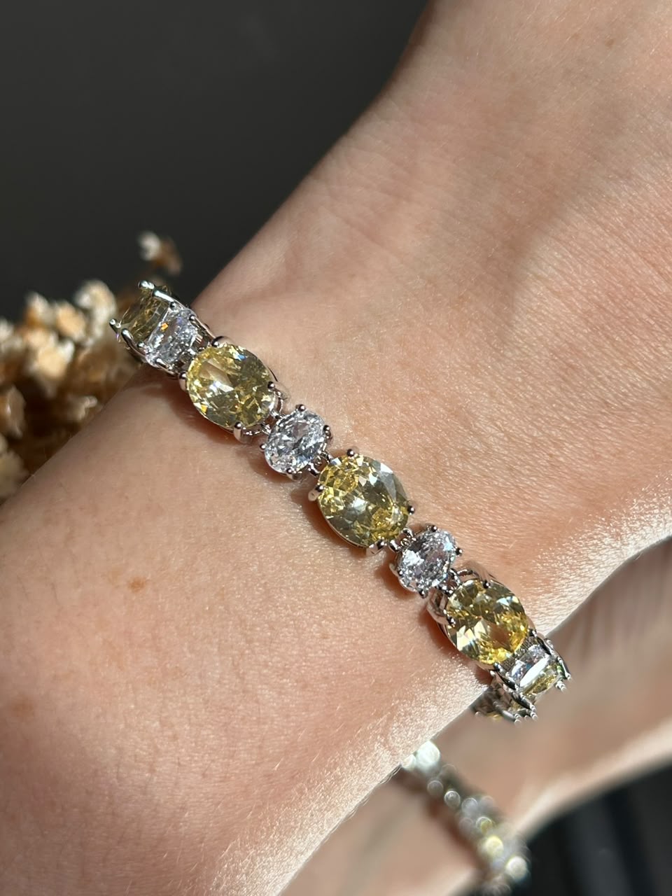 Pulseira Riviera Pedras Ovais Mesclado Fancy Yellow