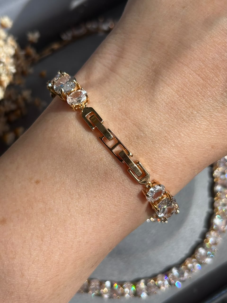 Pulseira Riviera Pedras Ovais Dourado