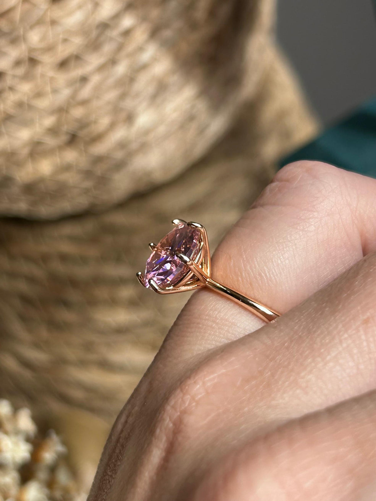 Anel Solitário 12mm Rosa Blush