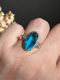 Anel Oval Cristal Azul Ajustável