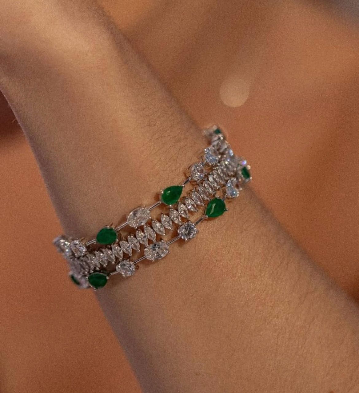 Pulseira Riviera Mesclada Verde Esmeralda