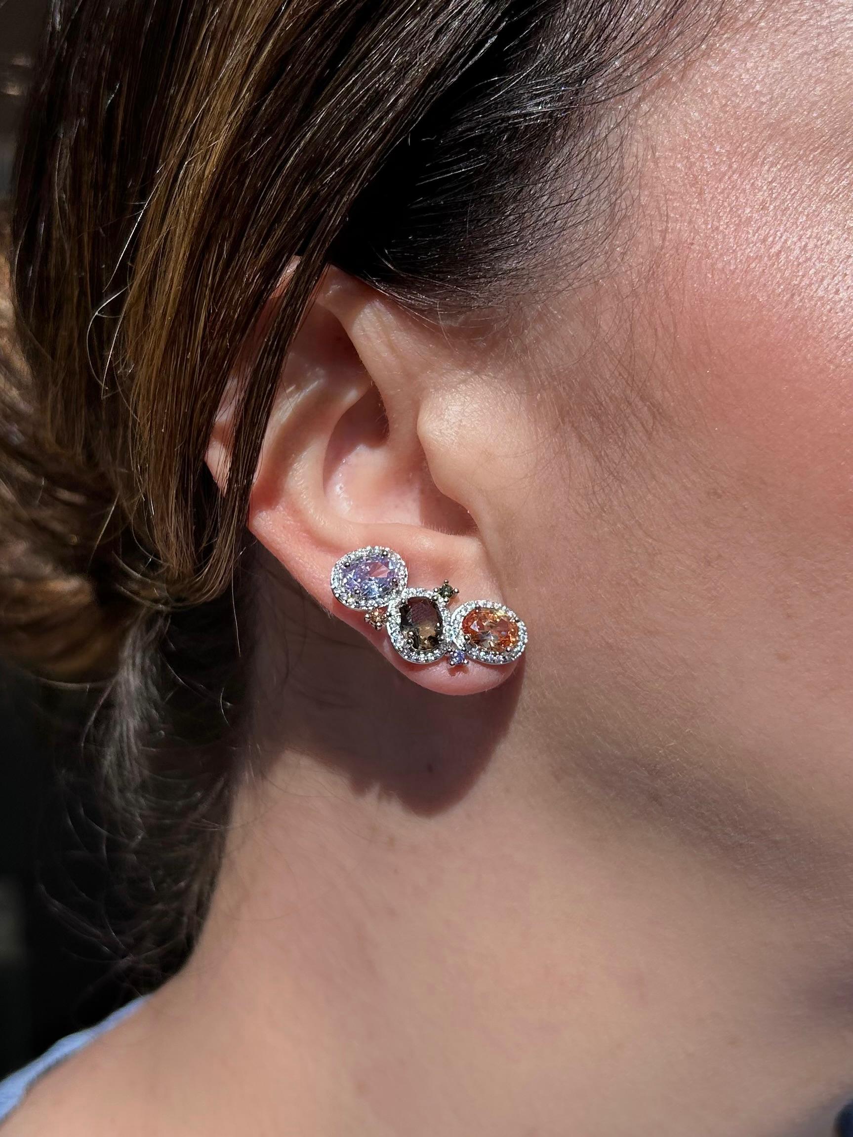 EarCuff 3 Pedras Ovais Mocha Mousse