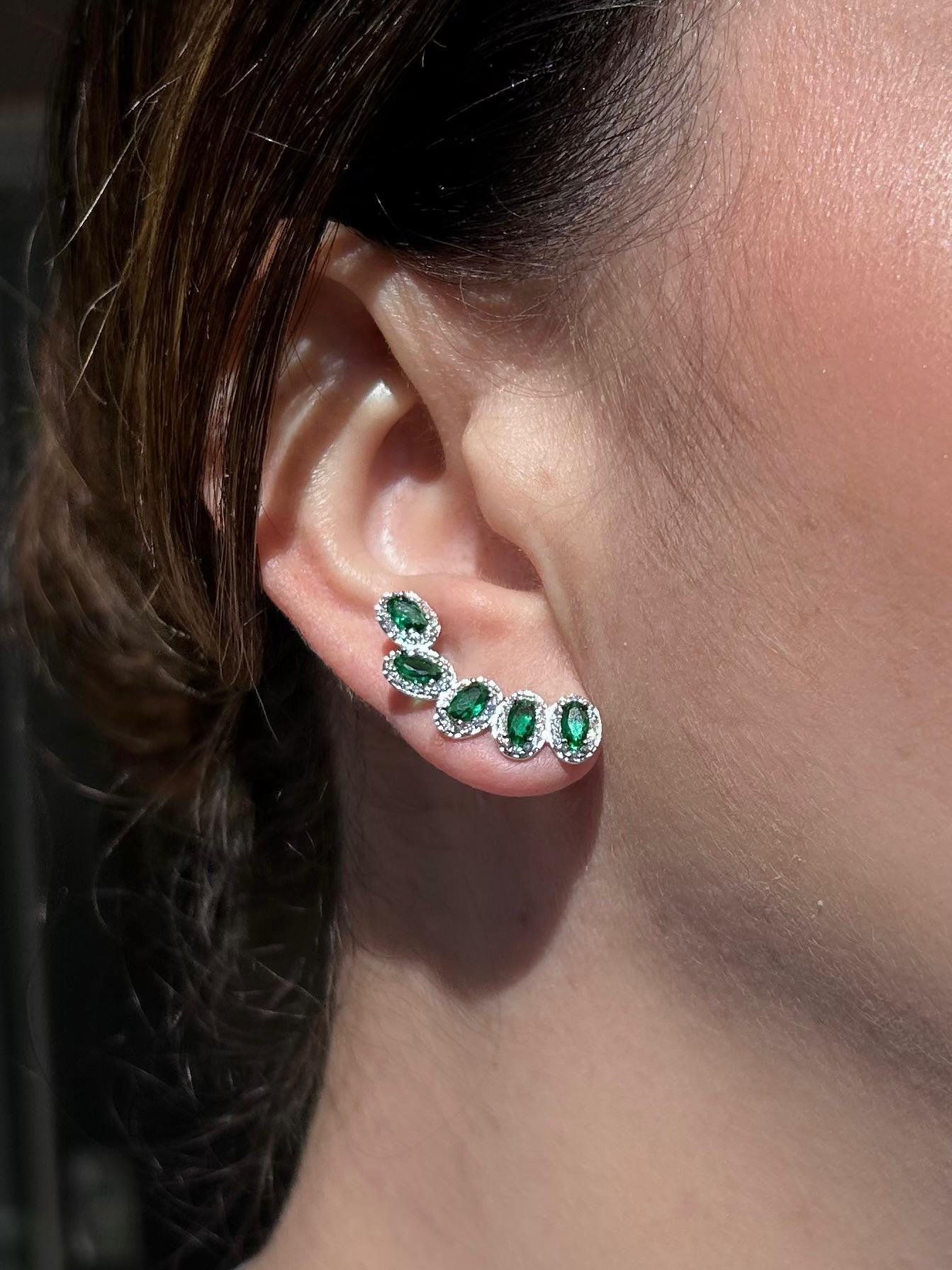 EarCuff Pedras Ovais Verde Esmeralda