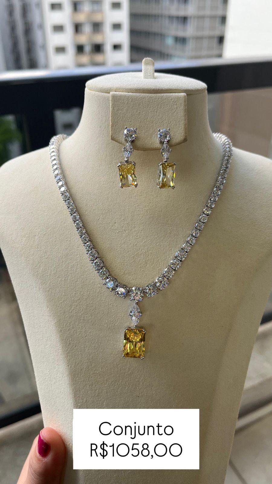 Conjunto Brinco e Colar Charlote Fancy Yellow