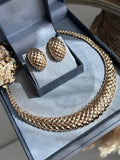 Conjunto Brinco e Colar Aro Texturizado