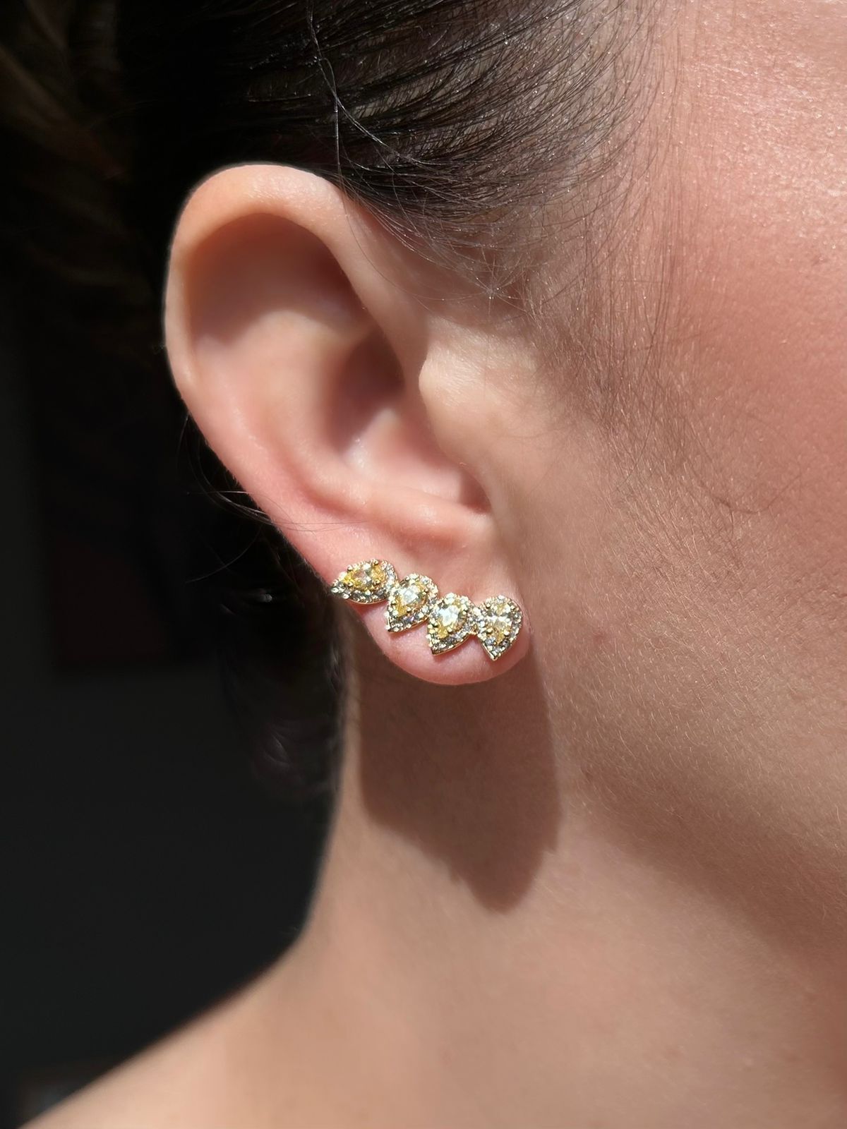 Brinco 4 Gotas Fancy Yellow Dourado