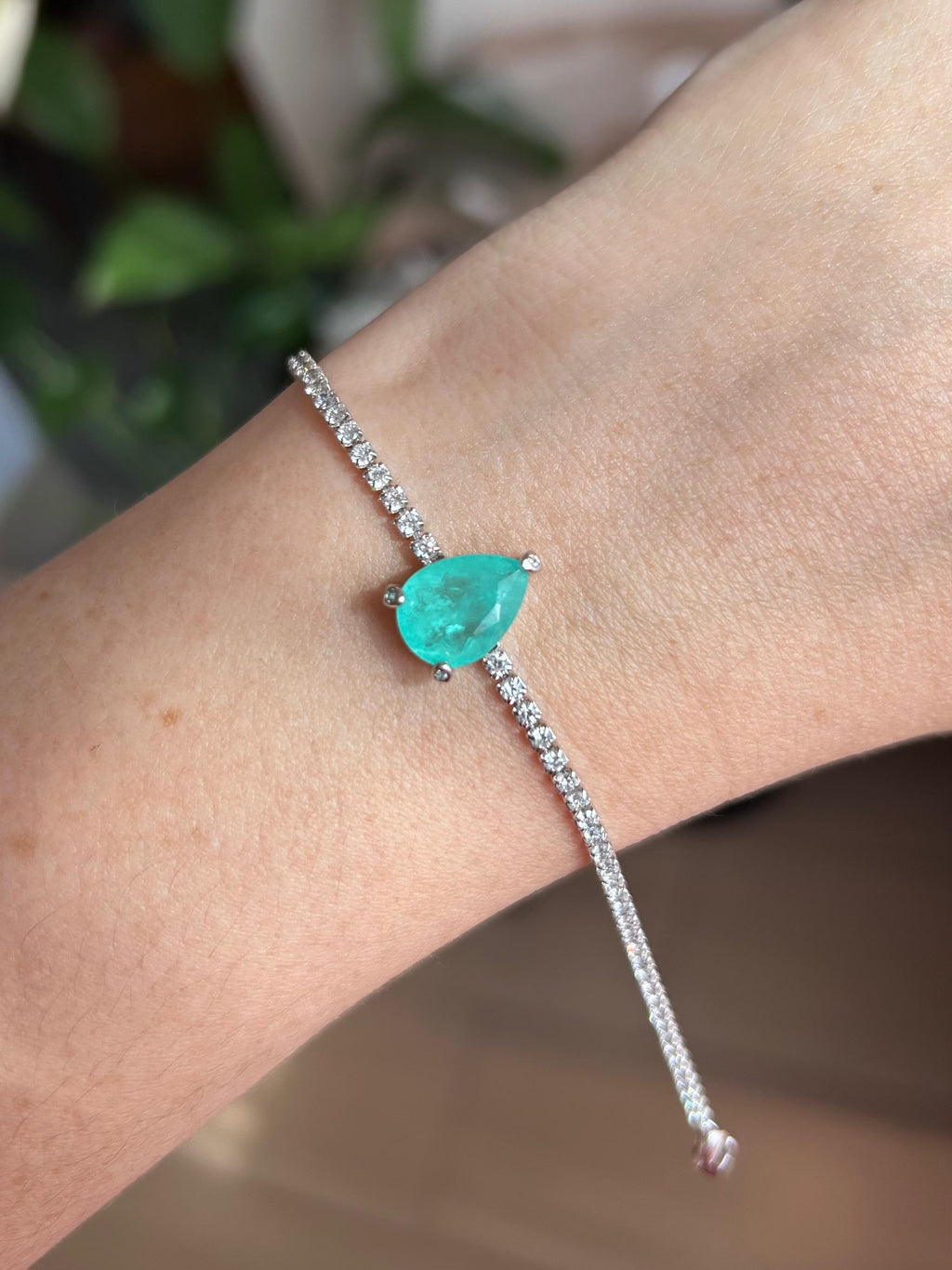 Pulseira Riviera com Gota Turmalina Ródio Branco