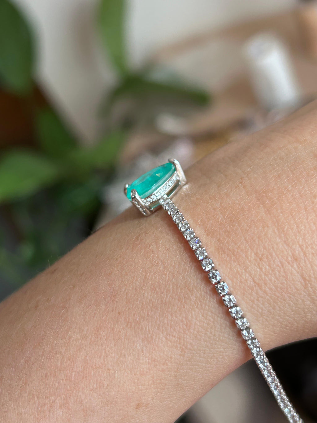 Pulseira Riviera com Gota Turmalina Ródio Branco