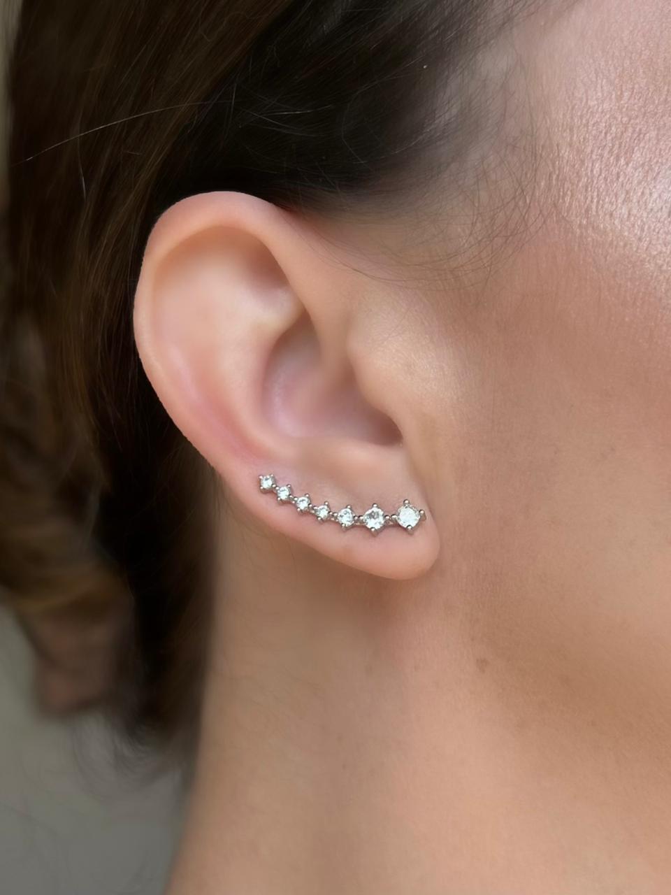 Brinco Earcuff Zircônia Prata 925