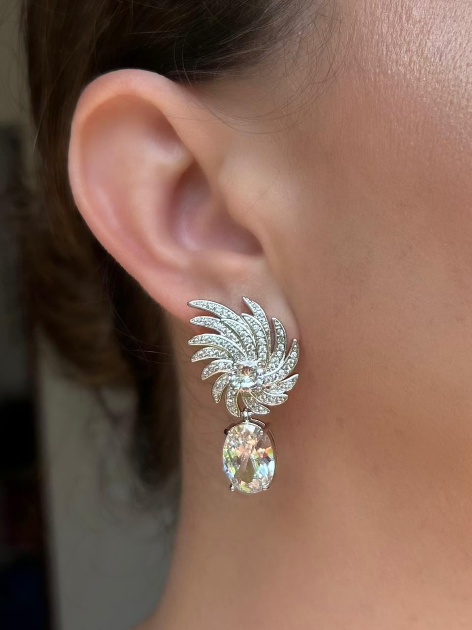 Brinco Gal Pedra Oval