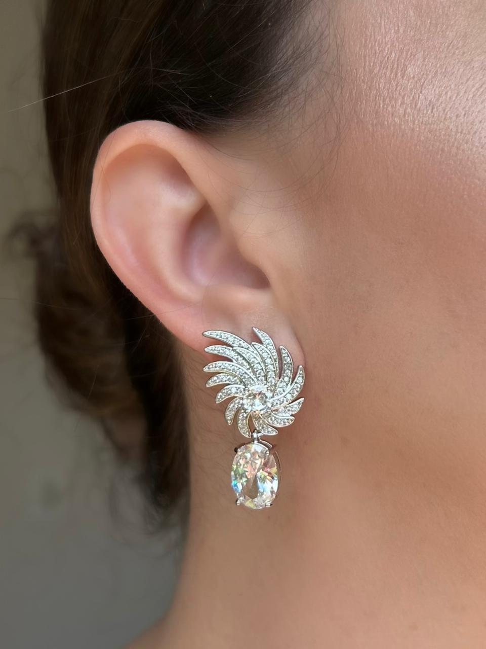 Brinco Gal Pedra Oval