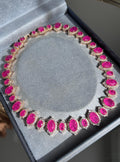 Colar Luxo Pedras Pink Fusion