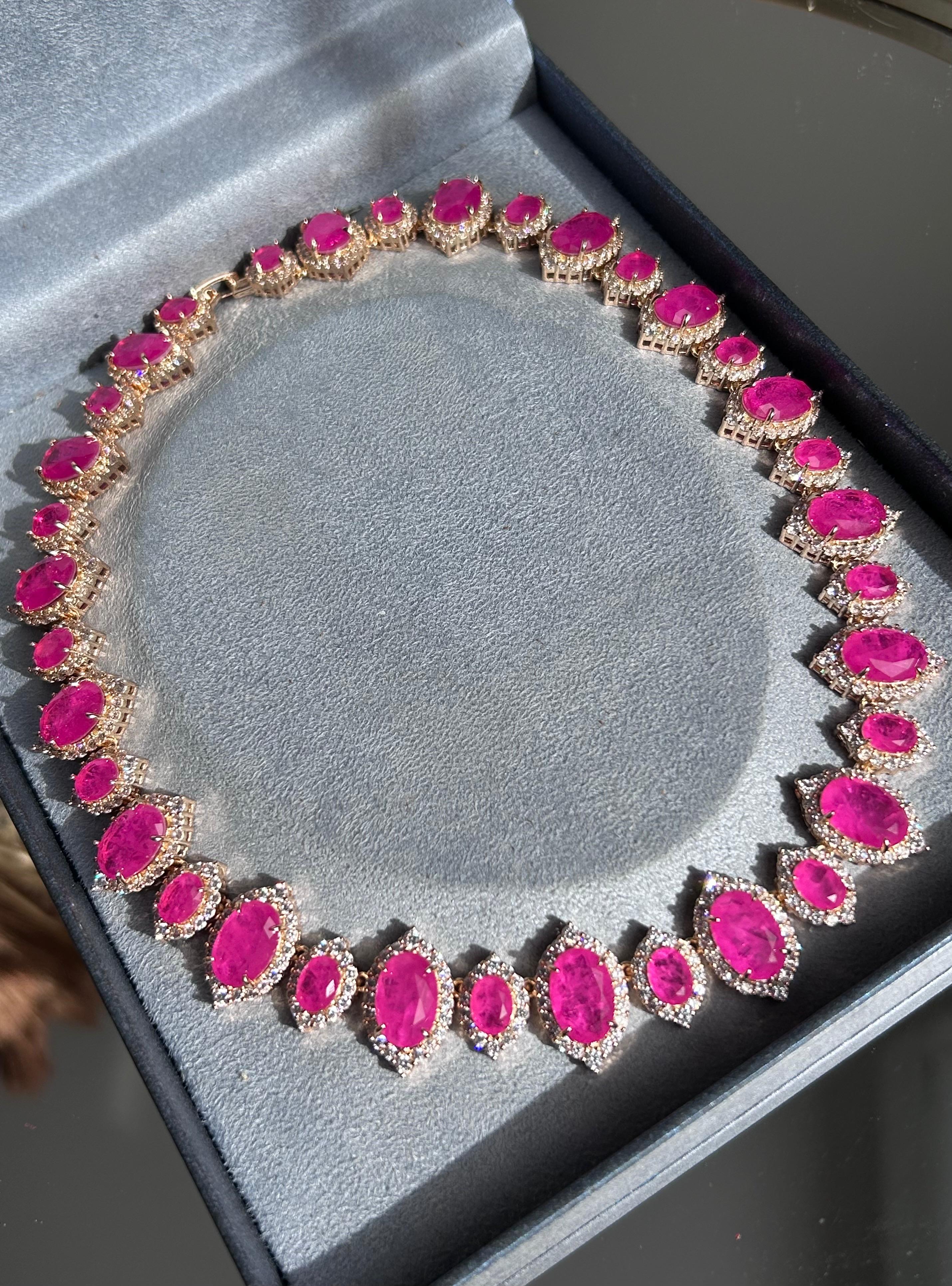Colar Luxo Pedras Pink Fusion