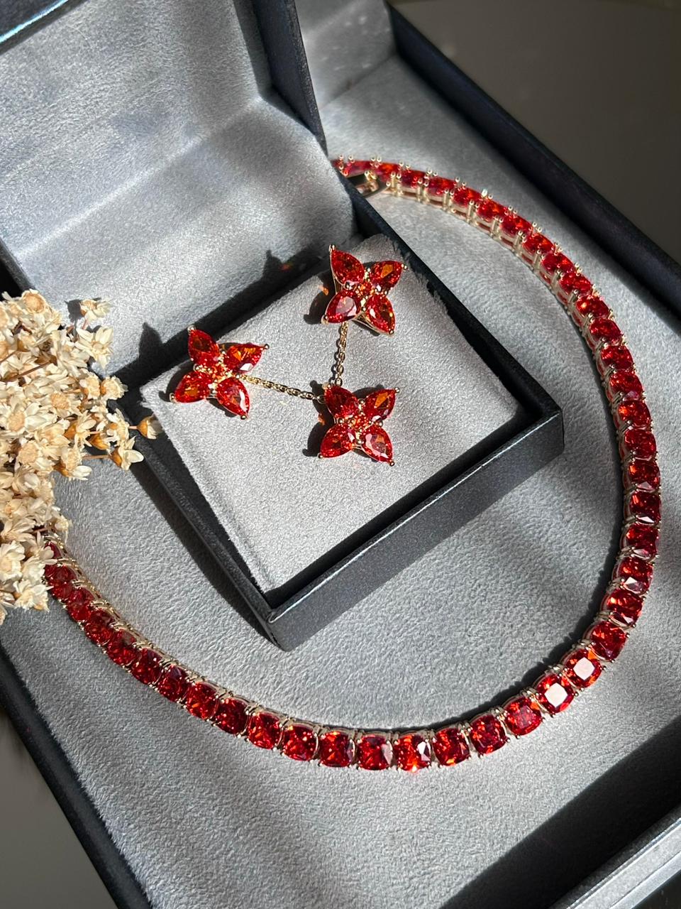 Conjunto Brinco e Colar Tangerina/Aperol