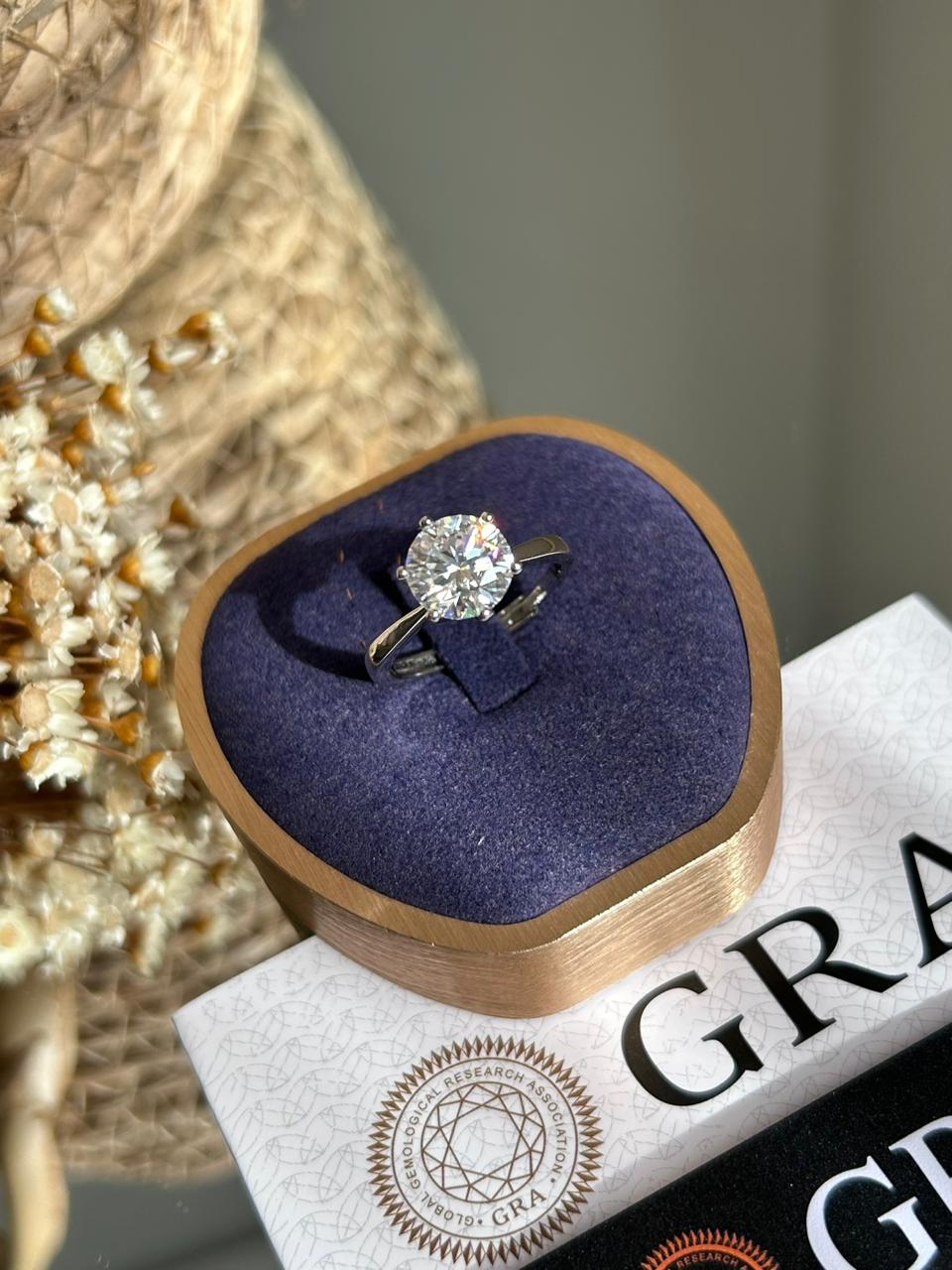 Anel Solitário Moissanite 9mm Ajustável