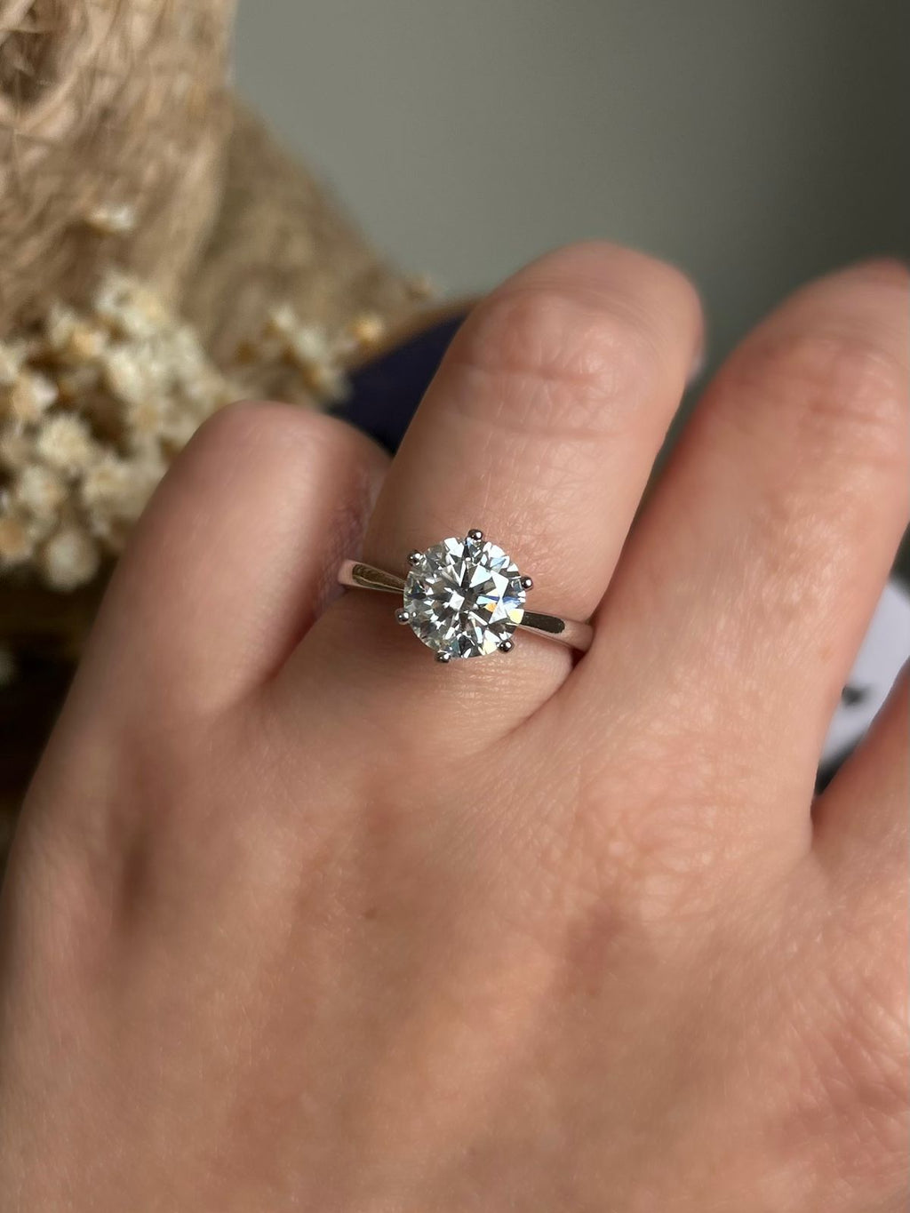 Anel Solitário Moissanite 9mm Ajustável