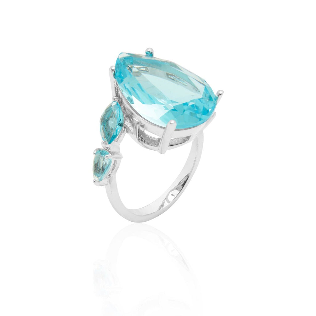 Anel Maxi Gota com Detalhes Água Marinha/Azul