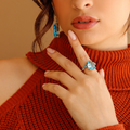 Anel Maxi Gota com Detalhes Água Marinha/Azul