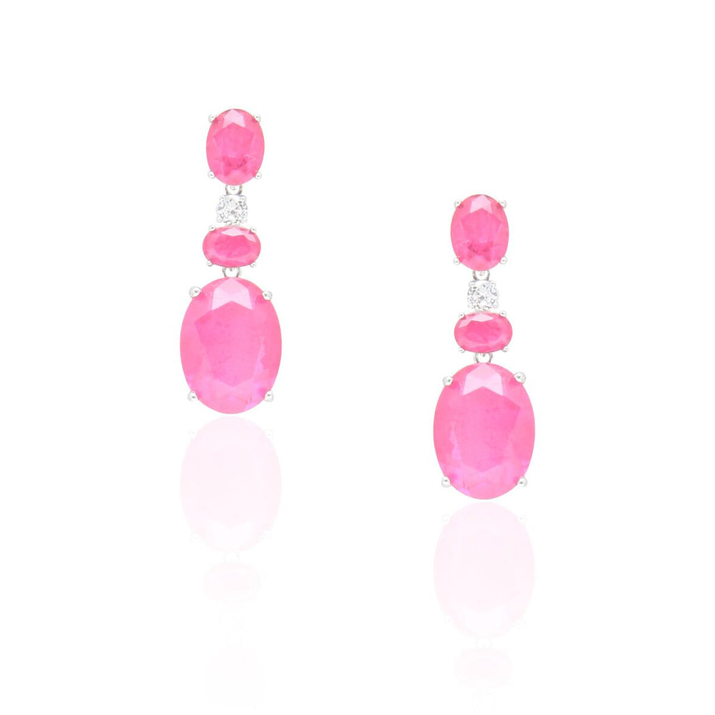 Brinco Pedras Ovais Pink