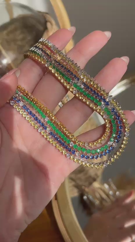 Colar Riviera 3 Garras 3mm Tanzanita Dourado