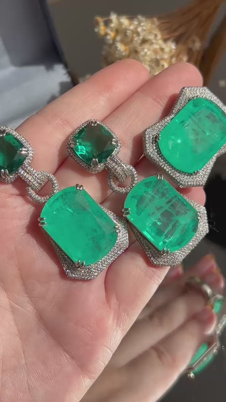 Conjunto Brinco e Anel  Luxo Turmalina